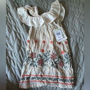 NWT Bonnie Jean Embroidered Floral Stripe Toddler Dress - 4T